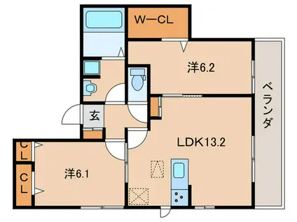 アングレーム(2LDK/2階)の間取り写真
