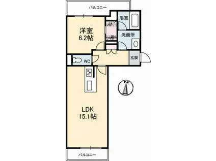 ベレオ高そね(1LDK/2階)の間取り写真
