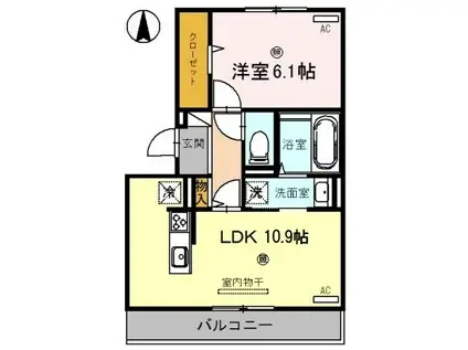 プラム荘(1LDK/2階)の間取り写真