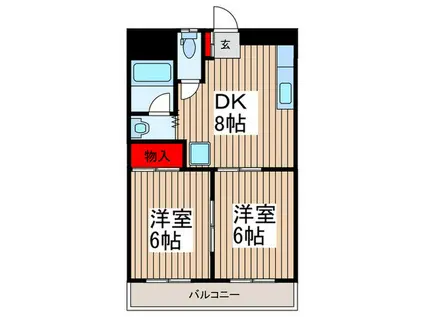 浦和領家コーポB棟(2DK/1階)の間取り写真