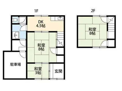 姫路ガレージハウス(3DK/1階)の間取り写真