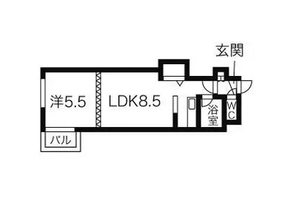 ノースコートフタバ南円山(1LDK/4階)の間取り写真