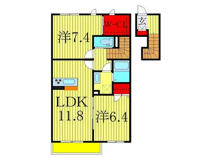 メゾン ノーブル(2LDK/2階)の間取り写真