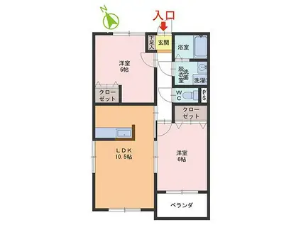 コーポ北隆館(1DK/1階)の間取り写真