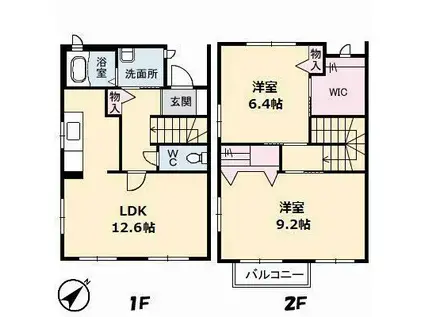 クリスタルラフォーレ(2LDK/1階)の間取り写真