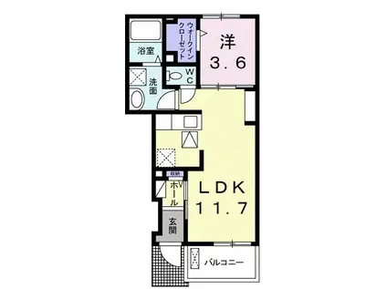 クレール北竜王町(1LDK/1階)の間取り写真