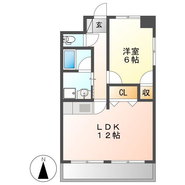 エクスクリエ上脇(1LDK/5階)の間取り写真