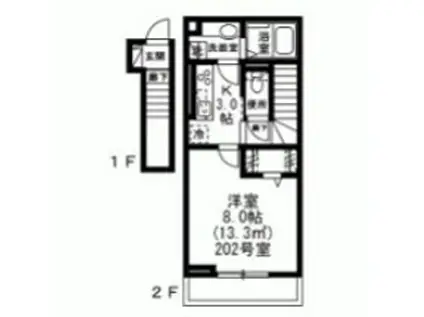 メゾン ド アッシュ(1K/2階)の間取り写真