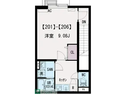 イクシオ江北(1K/2階)の間取り写真