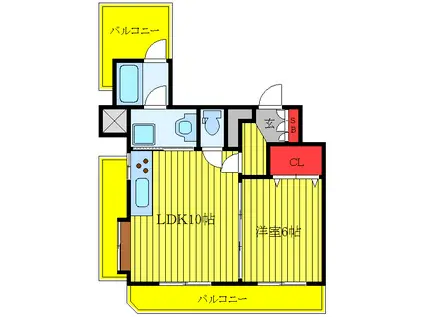 メゾン島田(1LDK/4階)の間取り写真