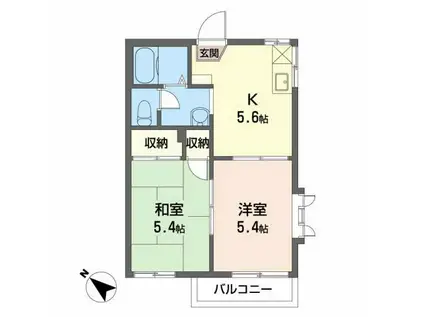 アバンティ南光台南B(2K/2階)の間取り写真