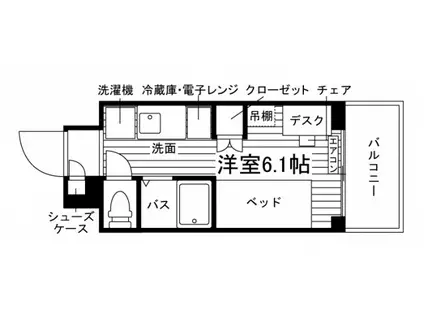 学生会館 THE CROSS SITE 登戸(ワンルーム/5階)の間取り写真