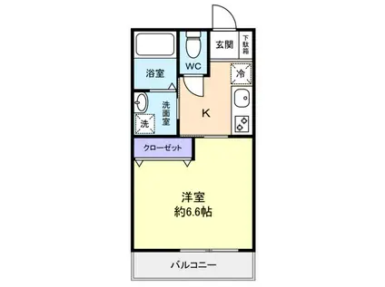 ヴァンベール緑が丘(1K/1階)の間取り写真