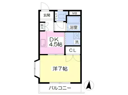 アーバンライフ新河原町(1DK/1階)の間取り写真