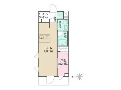 LA PERLA JIYUGAOKAII(1LDK/2階)の間取り写真