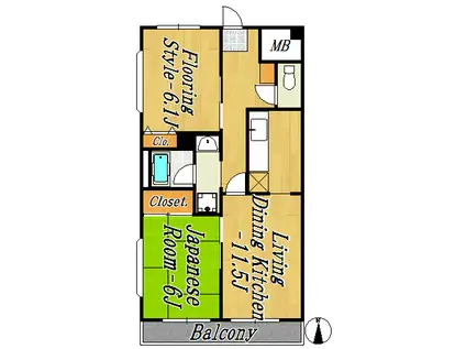 アーバンシティー西葛西(2LDK/4階)の間取り写真