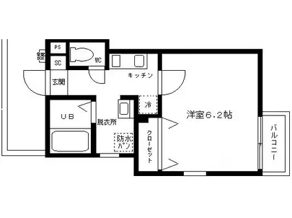 ルチアーノ南雪谷(ワンルーム/2階)の間取り写真