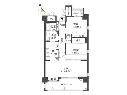 クラシオン大橋1棟(2LDK/5階)の間取り写真