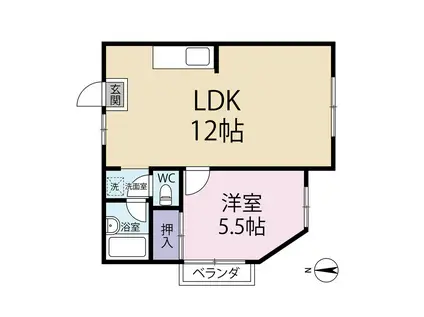 タウン西野(1LDK/5階)の間取り写真