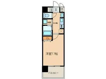 ブルームライフ黒川(1K/7階)の間取り写真