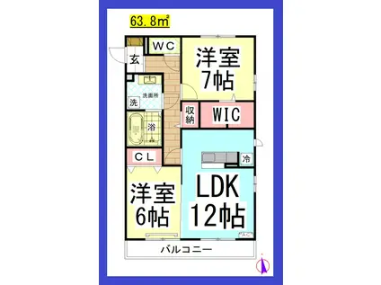 DL リーフガーデンIII(2LDK/1階)の間取り写真