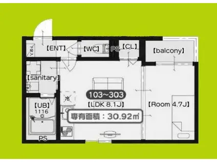F ASECIA ATTIVOVI(1LDK/2階)の間取り写真