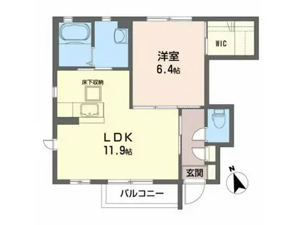 エクセレントシティ岩切A(1LDK/1階)の間取り写真