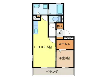 リビングタウンえどばし(1LDK/2階)の間取り写真