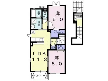 グランドパティエA(2LDK/2階)の間取り写真