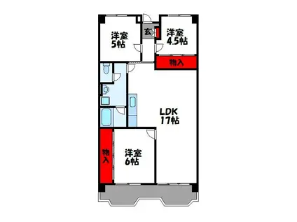 レジデンス内橋(3LDK/3階)の間取り写真