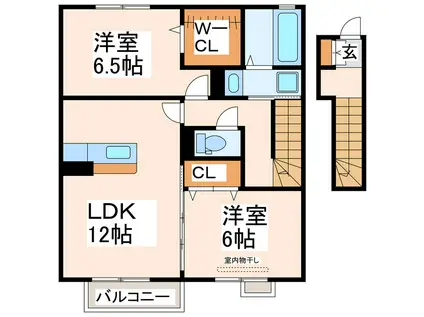 ファミール花立III(2LDK/2階)の間取り写真