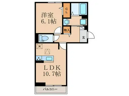 ジラソーレ(1LDK/1階)の間取り写真