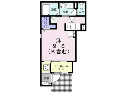 ゼファー(ワンルーム/1階)の間取り写真