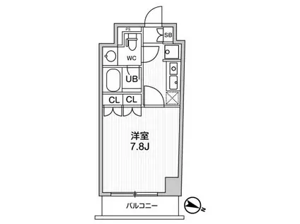 ディームス麻布狸穴町(1K/4階)の間取り写真