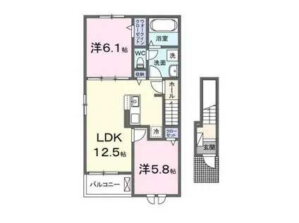 MIYANOMAE554(2LDK/2階)の間取り写真