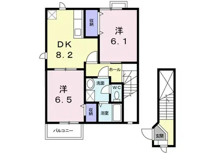 ブリリアント(2DK/2階)の間取り写真