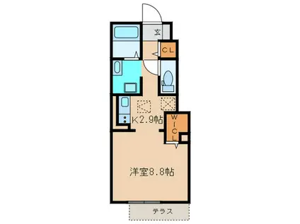 アルカンシェルB棟(1K/1階)の間取り写真