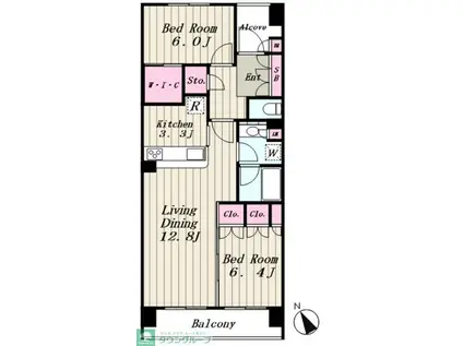 東京フロントコート(2LDK/18階)の間取り写真