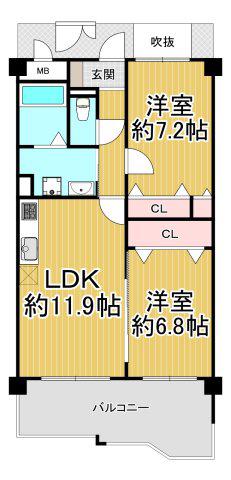 KDXレジデンス夙川ヒルズ 1番館(2LDK/4階)の間取り写真