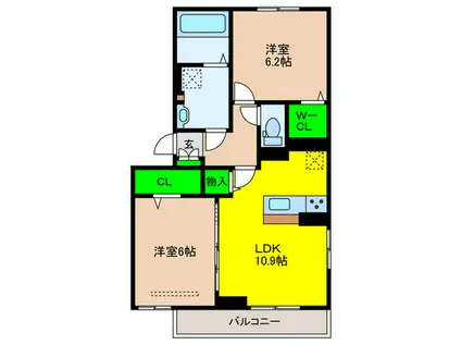 GENTIANA DSCABRA(2LDK/3階)の間取り写真