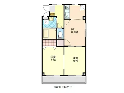 ライフステージ松が岬(2DK/1階)の間取り写真