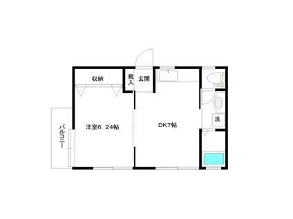 ＪＲ総武線 西荻窪駅 徒歩9分 2階建 築23年(1DK/1階)の間取り写真