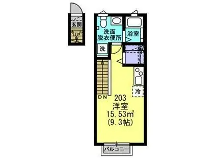 クオーレ八軒小路 ウエスト(ワンルーム/2階)の間取り写真