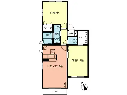 ウィンズ本鵠沼(2LDK/1階)の間取り写真