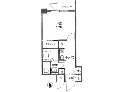 ライオンズマンション西巣鴨駅前(1K/2階)の間取り写真