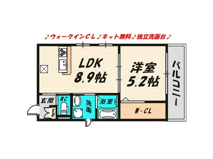 ALL IN ONE SEKIME(1LDK/2階)の間取り写真