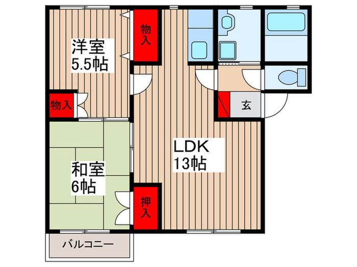 ノイエA(2LDK/2階)の間取り写真