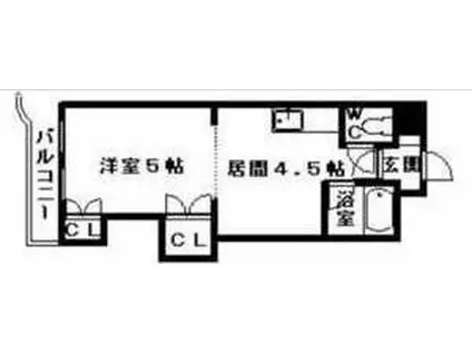 クレセント細川北25条(1DK/6階)の間取り写真