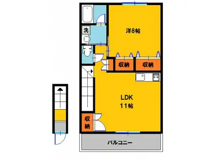 メルパルクハイツ(1LDK/2階)の間取り写真