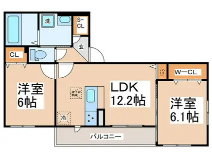 BLANC CUBE(2LDK/1階)の間取り写真